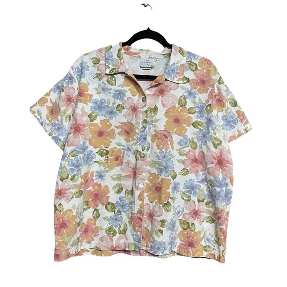 Hot Cotton Tops - Hot Cotton by Marc Ware Floral Shirt – Size Large – RN#94702 – Made in USA